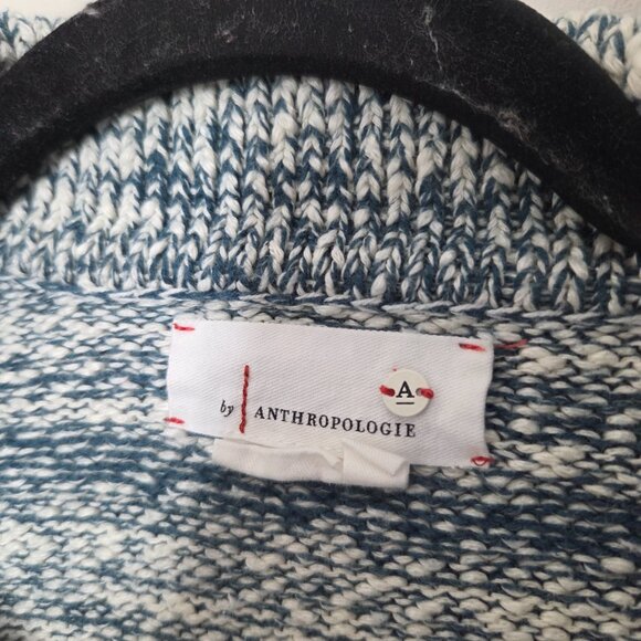 ANTHROPOLOGIE Blue White Marled Carlotta Cotton Sweater - Picture 3 of 4